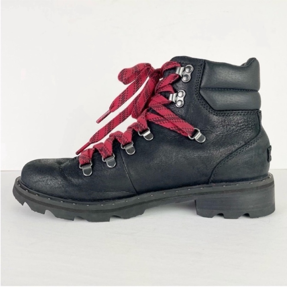 Sorel Lennox Hiker Black Waterproof Leather Bikercore Moto Ankle Boot - Picture 8 of 12